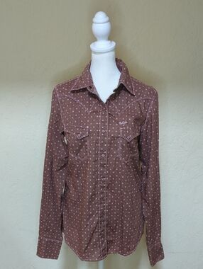 Cruel Girl Western Long Sleeve Daisy Dot Snap Button Down Shirt Size Medium
